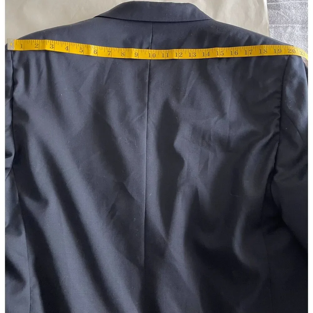 Ralph Lauren pure new wool sport coat blue gold buttons black label men's 46R